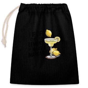 Quand la vie vous donne des citrons, faites de la margarita - Sac cadeau en coton avec cordon (25 x 30 cm) - noir - Devant