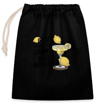 Quand la vie vous donne des citrons, faites de la margarita - Sac cadeau en coton avec cordon (25 x 30 cm) - noir - Devant