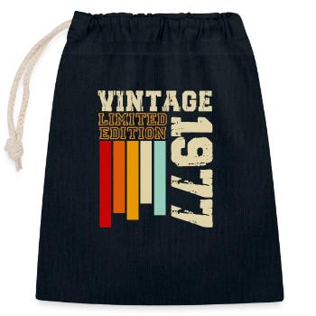 1977 - Closable cotton gift bag (25x30cm) - navy - Front