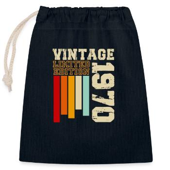 1970 - Closable cotton gift bag (25x30cm) - navy - Front