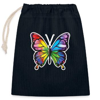 Schmetterling Schmetterling - Verschließbarer Geschenkbeutel aus Baumwolle (25x30cm) - Navy - Vorne