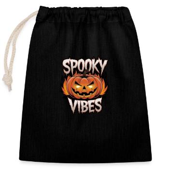 Gruselige Kürbislaterne – Spooky Vibes - Verschließbarer Geschenkbeutel aus Baumwolle (25x30cm) - Schwarz - Vorne