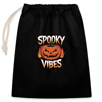 Gruselige Kürbislaterne – Spooky Vibes - Verschließbarer Geschenkbeutel aus Baumwolle (25x30cm) - Schwarz - Vorne