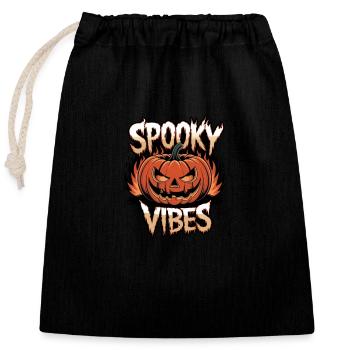 Gruselige Kürbislaterne – Spooky Vibes - Verschließbarer Geschenkbeutel aus Baumwolle (25x30cm) - Schwarz - Vorne