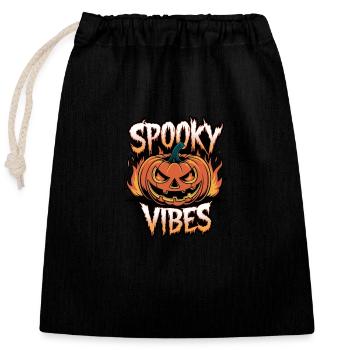 Gruselige Kürbislaterne – Spooky Vibes - Verschließbarer Geschenkbeutel aus Baumwolle (25x30cm) - Schwarz - Vorne
