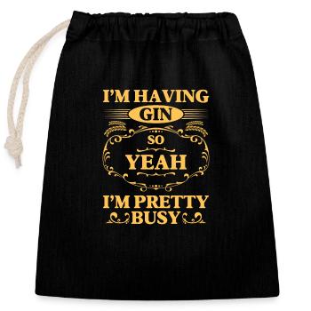 Gin Party Drink Birthday - Closable cotton gift bag (25x30cm) - black - Front