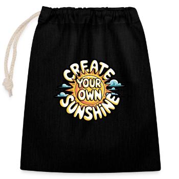 Create Your Own Sunshine – Strahlende Sonne - Closable cotton gift bag (25x30cm) - black - Front