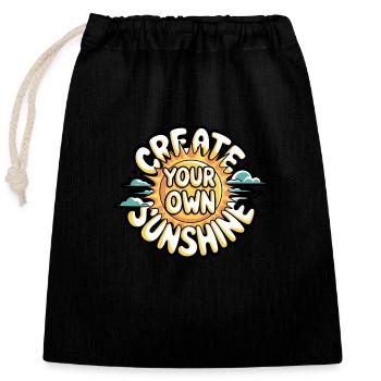 Create Your Own Sunshine – Strahlende Sonne - Closable cotton gift bag (25x30cm) - black - Front