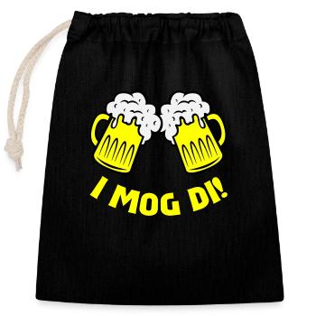 bier i mog di - Verschließbarer Geschenkbeutel aus Baumwolle (25x30cm) - Schwarz - Vorne