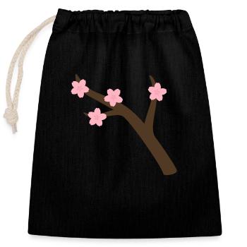Sakura Branch - Closable cotton gift bag (25x30cm) - black - Front