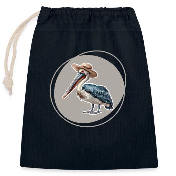 Pélican en Vacances - Sac cadeau en coton avec cordon (25 x 30 cm) - bleu marine - Devant