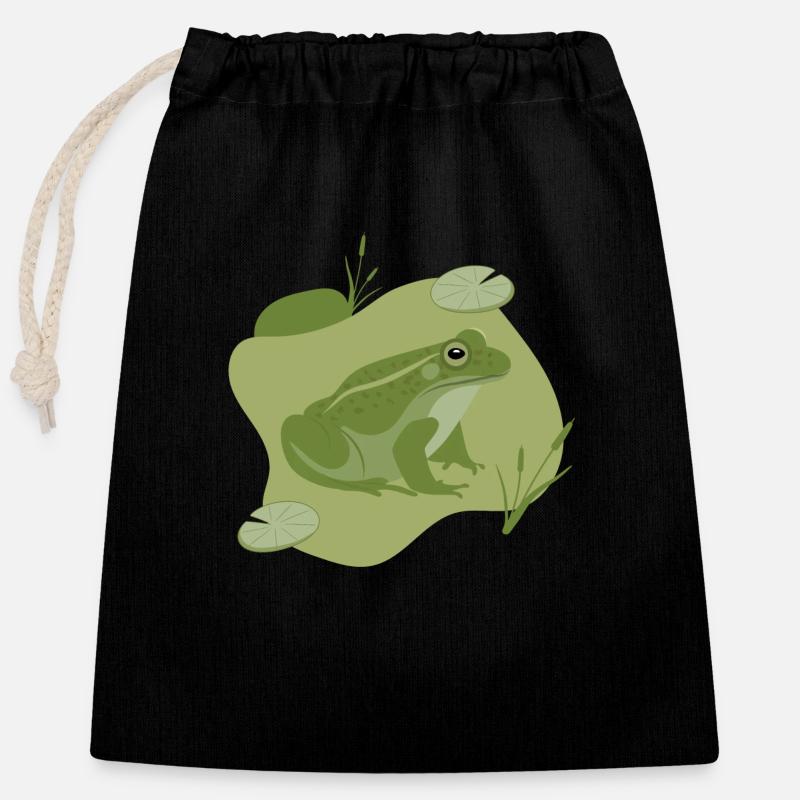 Frosch - Verschließbarer Geschenkbeutel aus Baumwolle (25x30cm) - Schwarz