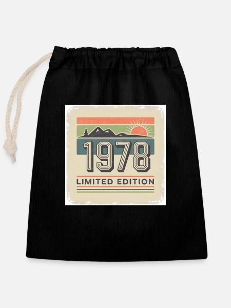 Vintage 1978 limited edition - Closable cotton gift bag (25x30cm) - black