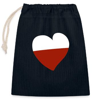 Pologne Cœur - Sac cadeau en coton avec cordon (25 x 30 cm) - bleu marine - Devant