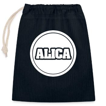 Alica comme prénom - Sac cadeau en coton avec cordon (25 x 30 cm) - bleu marine - Devant
