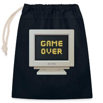CRT Design - Game Over - Sac cadeau en coton avec cordon (25 x 30 cm) - bleu marine - Devant