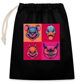 smile hardcore Tiere maus ente eule halloween - Verschließbarer Geschenkbeutel aus Baumwolle (25x30cm) - Schwarz - Vorne