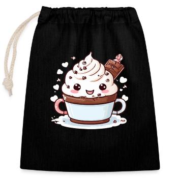 Charming Cocoa Companion - Closable cotton gift bag (25x30cm) - black - Front