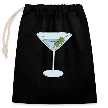 Martini aux olives - Sac cadeau en coton avec cordon (25 x 30 cm) - noir - Devant