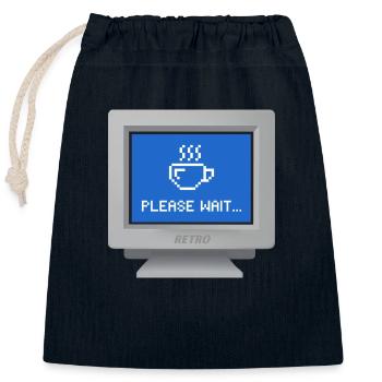 CRT design - "please wait" wallpaper - Closable cotton gift bag (25x30cm) - navy - Front
