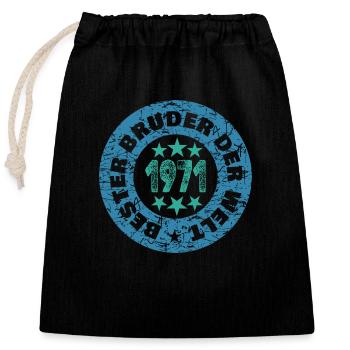 Born in 1971 - Closable cotton gift bag (25x30cm) - black - Front