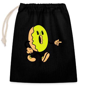 Donut Bande Dessinée Drôle - Sac cadeau en coton avec cordon (25 x 30 cm) - noir - Devant