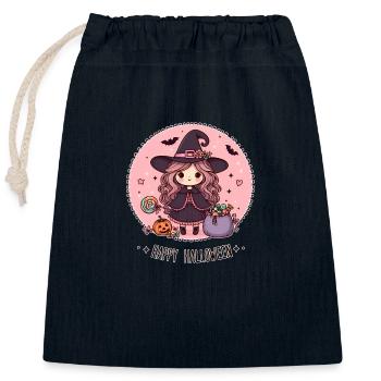 Halloween Witch Kids - Closable cotton gift bag (25x30cm) - navy - Front