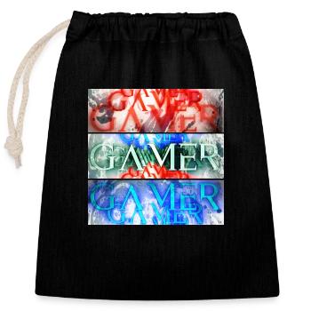Gamer - Verschließbarer Geschenkbeutel aus Baumwolle (25x30cm) - Schwarz - Vorne