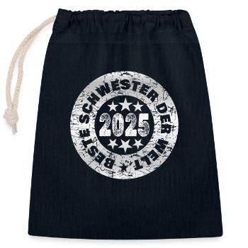 2025 - Verschließbarer Geschenkbeutel aus Baumwolle (25x30cm) - Navy - Vorne