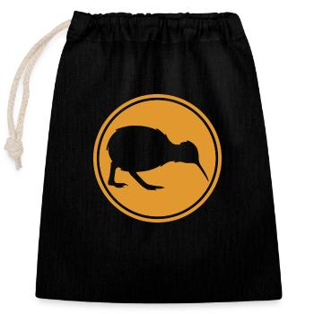 Kiwi - Neuseeland - New Zealand - Maori - Aotearoa - Closable cotton gift bag (25x30cm) - black - Front