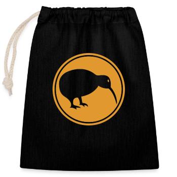 Kiwi - Neuseeland - New Zealand - Maori - Aotearoa - Closable cotton gift bag (25x30cm) - black - Front