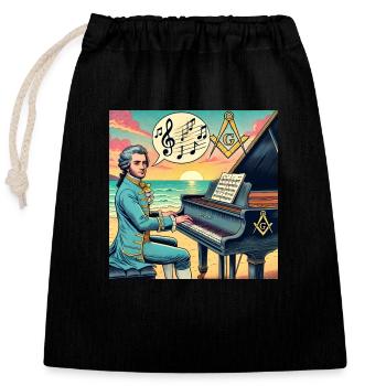 Mozart war Freimaurer - Verschließbarer Geschenkbeutel aus Baumwolle (25x30cm) - Schwarz - Vorne
