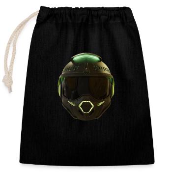Casque futuriste élégant - Sac cadeau en coton avec cordon (25 x 30 cm) - noir - Devant