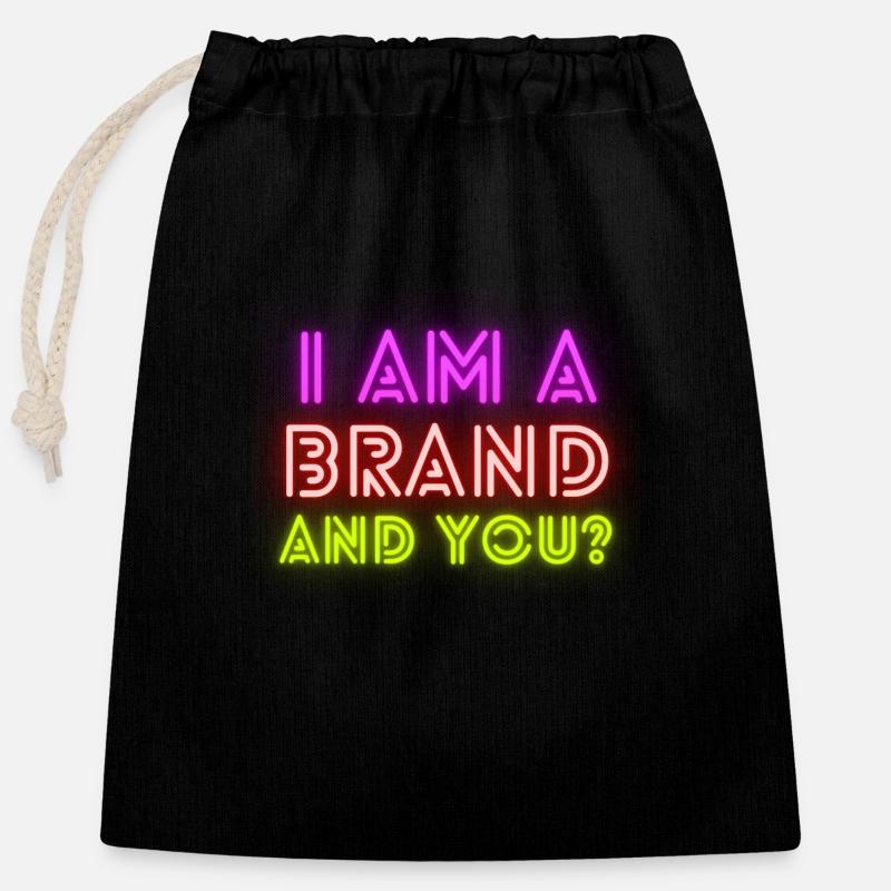 I am a Brand Neon - Closable cotton gift bag (25x30cm) - black