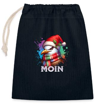 Moin Möwe Weihnachten - Verschließbarer Geschenkbeutel aus Baumwolle (25x30cm) - Navy - Vorne