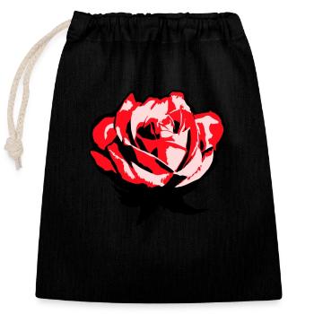 Hübsche Schöne Rose Blüte Blatt Röschen Romantisch - Verschließbarer Geschenkbeutel aus Baumwolle (25x30cm) - Schwarz - Vorne