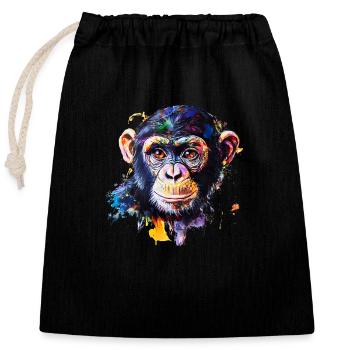 Comparaison entre les humains et les chimpanzés - Sac cadeau en coton avec cordon (25 x 30 cm) - noir - Devant