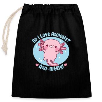 Mignon Est-ce que j’aime les axolotls Jeu de mots incroyablement drôle - Sac cadeau en coton avec cordon (25 x 30 cm) - noir - Devant