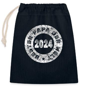 Opa 2024 - Verschließbarer Geschenkbeutel aus Baumwolle (25x30cm) - Navy - Vorne