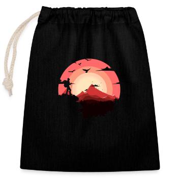 Sunset climbing - Closable cotton gift bag (25x30cm) - black - Front