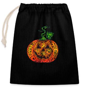 Citrouille - Sac cadeau en coton avec cordon (25 x 30 cm) - noir - Devant