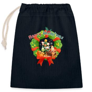 Merry Christmas1 - Closable cotton gift bag (25x30cm) - navy - Front