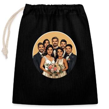 Un moment de mariage radieux et plein de bonheur - Sac cadeau en coton avec cordon (25 x 30 cm) - noir - Devant