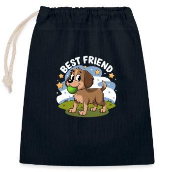 Meilleur ami Chien - Sac cadeau en coton avec cordon (25 x 30 cm) - bleu marine - Devant