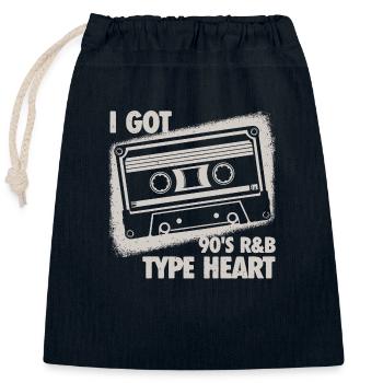 Mit Herz im Rhythmus – 90er R&B Vibes - Verschließbarer Geschenkbeutel aus Baumwolle (25x30cm) - Navy - Vorne