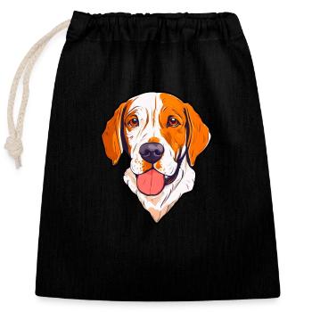 Propriétaire de chien Maître chiot - Sac cadeau en coton avec cordon (25 x 30 cm) - noir - Devant