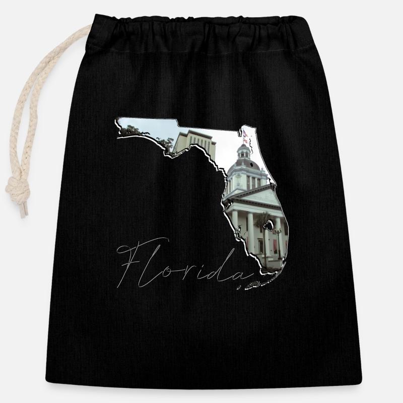Florida State Capitol in Florida Mappa FL - Sacchetto regalo richiudibile in cotone (25x30 cm) - nero