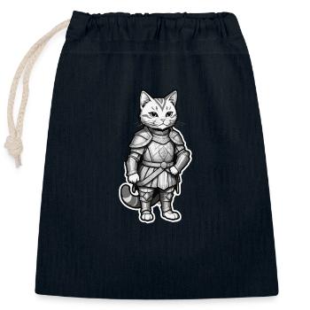 Katze Ritter - Verschließbarer Geschenkbeutel aus Baumwolle (25x30cm) - Navy - Vorne