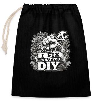 Handyman Christmas DIY - Verschließbarer Geschenkbeutel aus Baumwolle (25x30cm) - Schwarz - Vorne