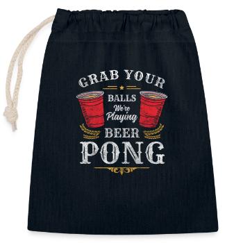 Pong Trinkspiel Gewinner Schnaps - Verschließbarer Geschenkbeutel aus Baumwolle (25x30cm) - Navy - Vorne